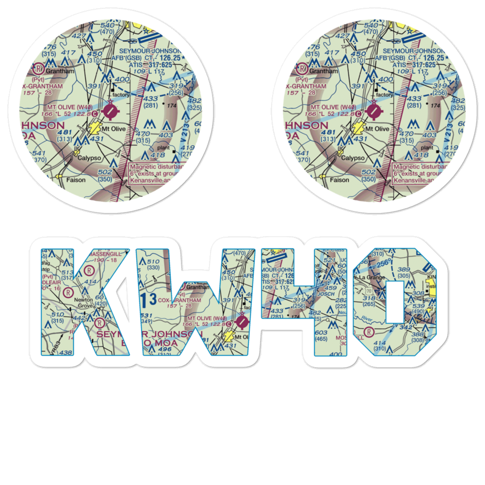 Mount Olive Municipal Airport (W40) VFR Sectional Sticker Pack 