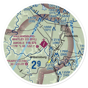 Williamsburg Whitley County Airport (BYL) VFR Sectional Sticker (20 mile)