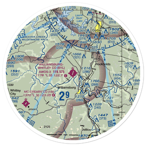 Williamsburg Whitley County Airport (BYL) VFR Sectional Sticker (30 mile)