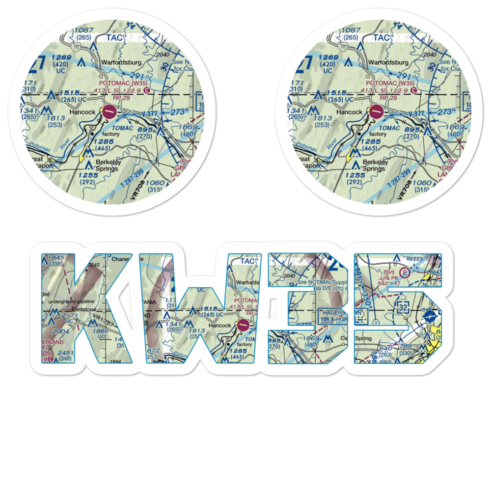 Potomac Airpark (W35) VFR Sectional Sticker Pack 