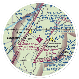 Lunenburg County Airport (W31) VFR Sectional Sticker (20 mile)