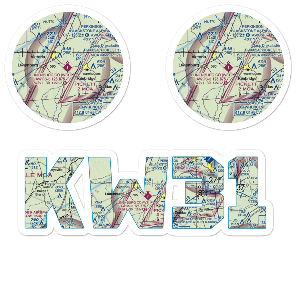 Lunenburg County Airport (W31) VFR Sectional Sticker Pack 
