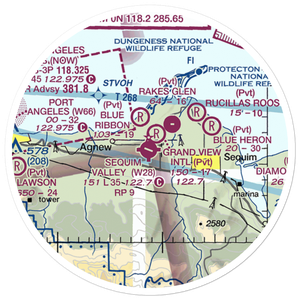 Sequim Valley Airport (W28) VFR Sectional Sticker (20 mile)