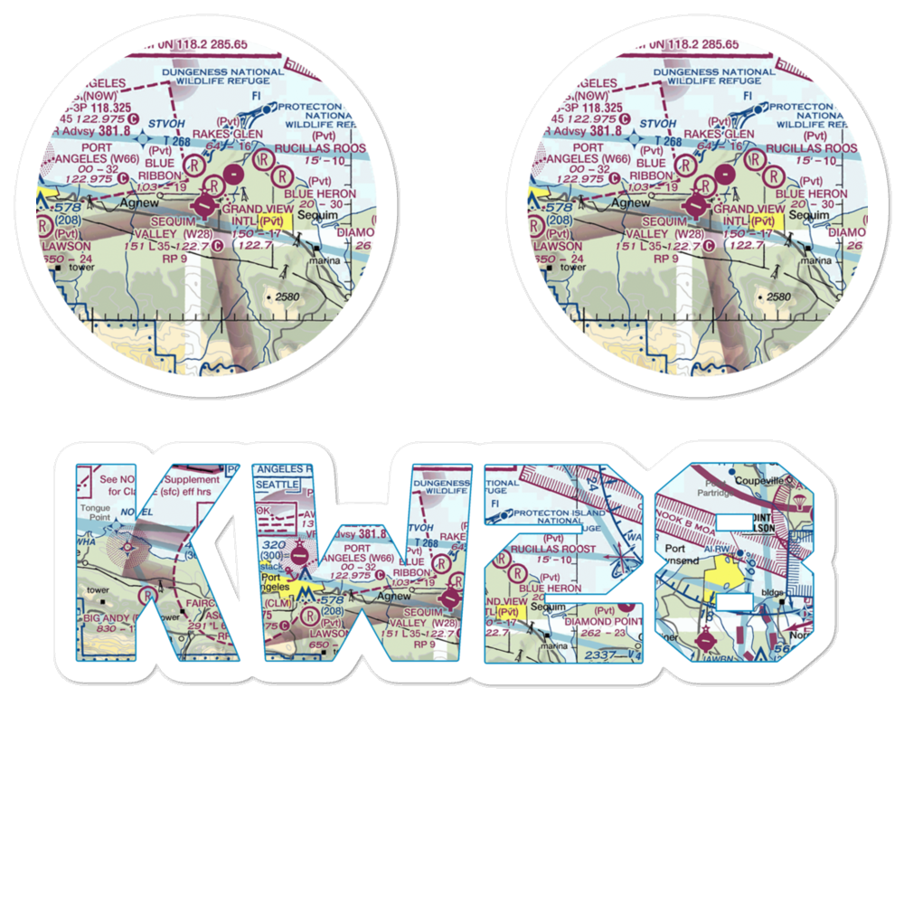 Sequim Valley Airport (W28) VFR Sectional Sticker Pack 