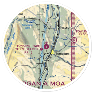 Tonasket Municipal Airport (W01) VFR Sectional Sticker (20 mile)