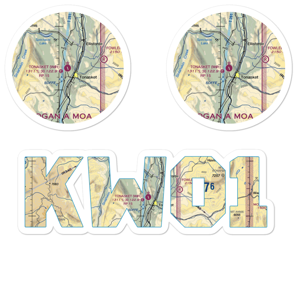 Tonasket Municipal Airport (W01) VFR Sectional Sticker Pack 