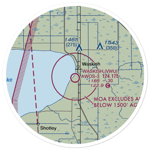 Waskish Municipal Airport (VWU) VFR Sectional Sticker (20 mile)