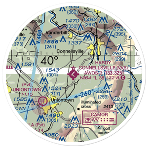 Joseph A. Hardy Connellsville Airport (VVS) VFR Sectional Sticker (20 mile)