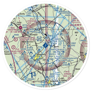 Stanly County Airport (VUJ) VFR Sectional Sticker (30 mile)