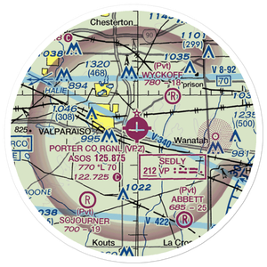 Porter County Municipal Airport (VPZ) VFR Sectional Sticker (20 mile)