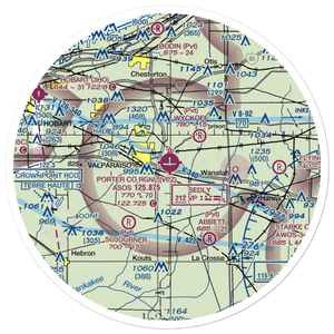 Porter County Municipal Airport (VPZ) VFR Sectional Sticker (30 mile)