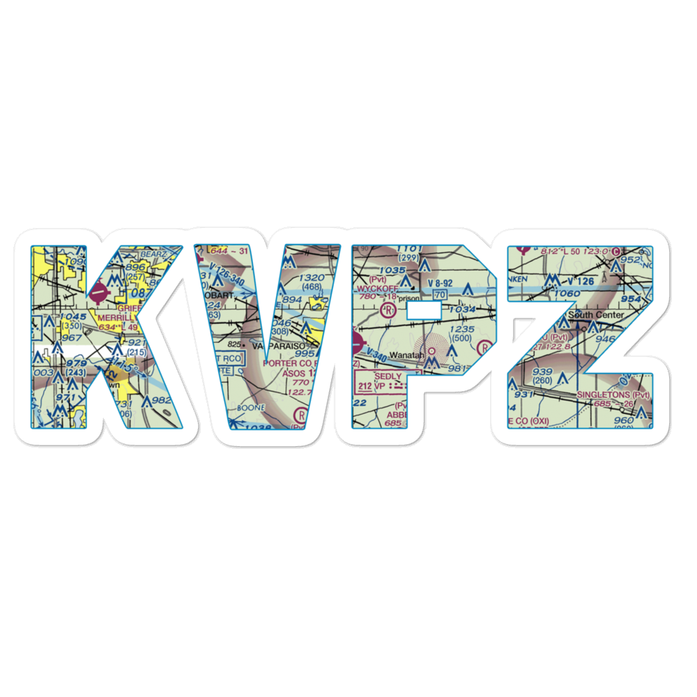 Porter County Municipal Airport (VPZ) VFR Sectional Sticker 