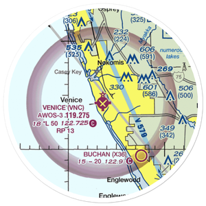 Venice Municipal Airport (VNC) VFR Sectional Sticker (20 mile)
