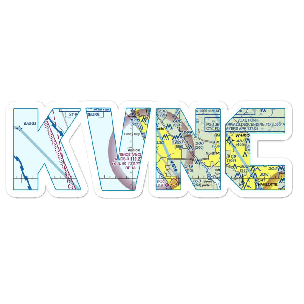 Venice Municipal Airport (VNC) VFR Sectional Sticker 