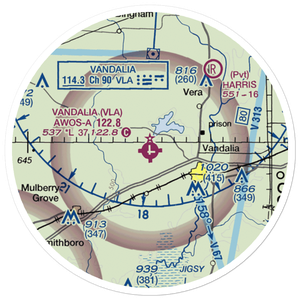 Vandalia Municipal Airport (VLA) VFR Sectional Sticker (20 mile)