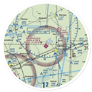 Vandalia Municipal Airport (VLA) VFR Sectional Sticker (30 mile)