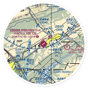 Virginia Highlands Airport (VJI) VFR Sectional Sticker (20 mile)