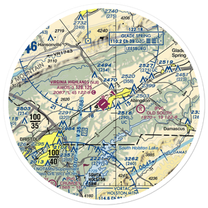 Virginia Highlands Airport (VJI) VFR Sectional Sticker (30 mile)
