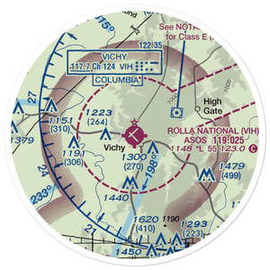 Rolla National Airport (VIH) VFR Sectional Sticker (20 mile)
