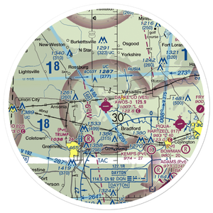 Darke County Airport (VES) VFR Sectional Sticker (30 mile)