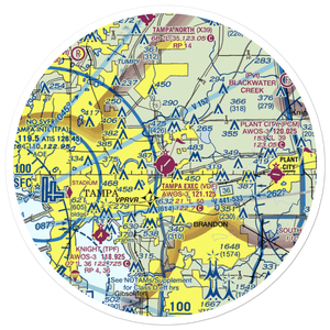 Tampa Executive Airport (VDF) VFR Sectional Sticker (30 mile)