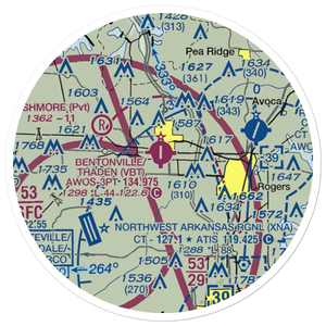 Bentonville Municipal-Louise M Thaden Field (VBT) VFR Sectional Sticker (20 mile)
