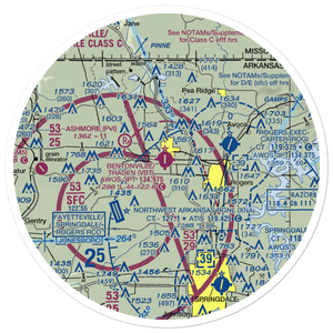Bentonville Municipal-Louise M Thaden Field (VBT) VFR Sectional Sticker (30 mile)