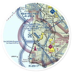 Vandenberg Air Force Base (VBG) VFR Sectional Sticker (30 mile)