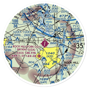 Rock Hill - York County Airport (UZA) VFR Sectional Sticker (20 mile)