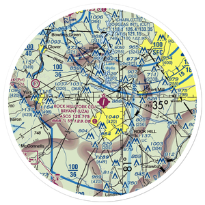 Rock Hill - York County Airport (UZA) VFR Sectional Sticker (30 mile)