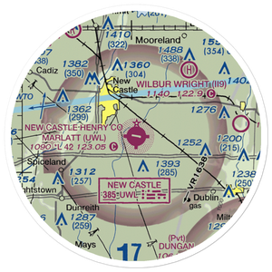 New Castle Henry County Airport / Marlatt Field (UWL) VFR Sectional Sticker (20 mile)