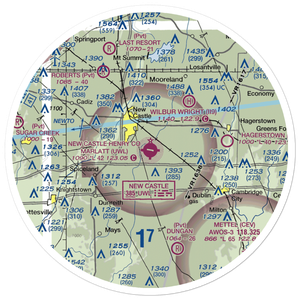 New Castle Henry County Airport / Marlatt Field (UWL) VFR Sectional Sticker (30 mile)