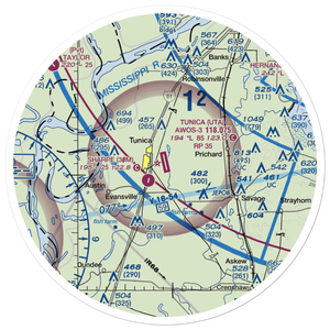 Tunica Municipal Airport (UTA) VFR Sectional Sticker (30 mile)