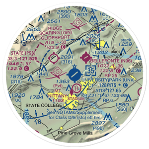 University Park Airport (UNV) VFR Sectional Sticker (20 mile)