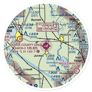 Dodge County Airport (UNU) VFR Sectional Sticker (20 mile)