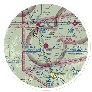 West Plains Municipal Airport (UNO) VFR Sectional Sticker (30 mile)