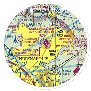 Indianapolis Metropolitan Airport (UMP) VFR Sectional Sticker (20 mile)
