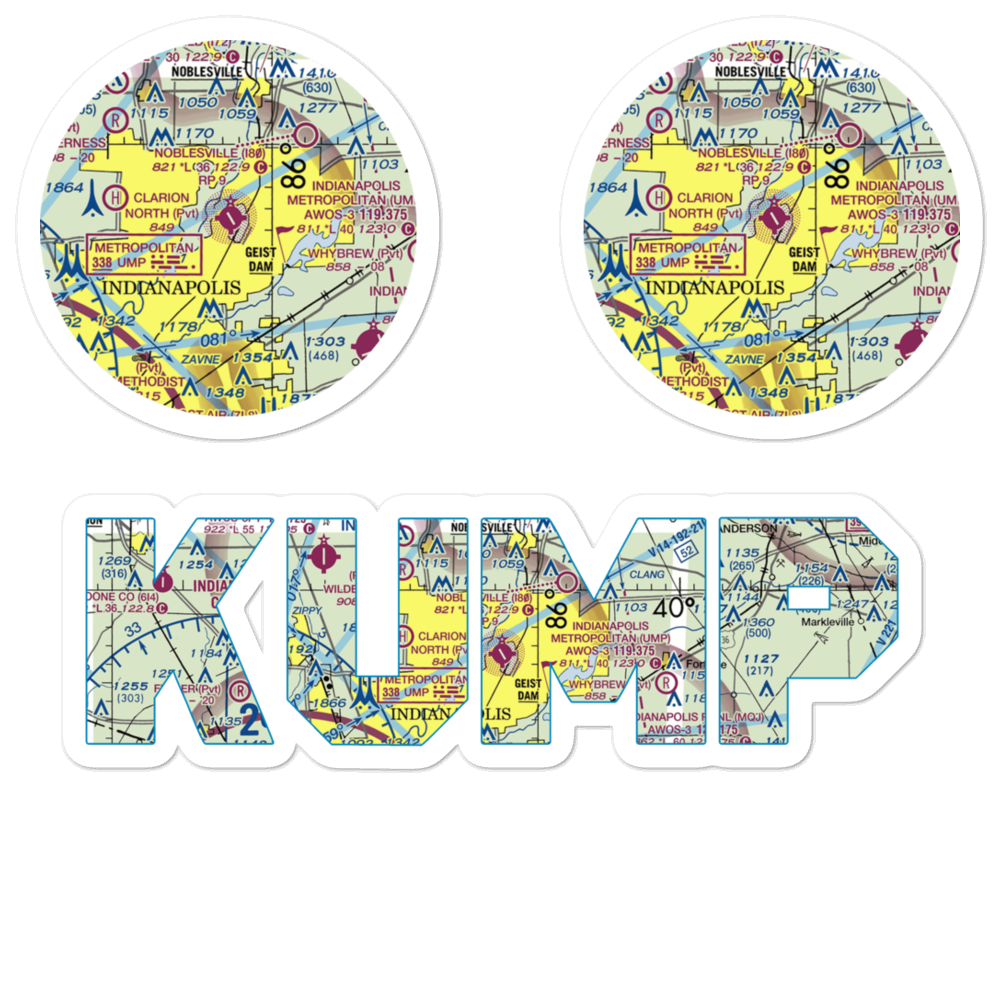 Indianapolis Metropolitan Airport (UMP) VFR Sectional Sticker Pack 