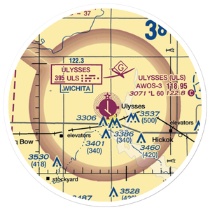 Ulysses Airport (ULS) VFR Sectional Sticker (20 mile)