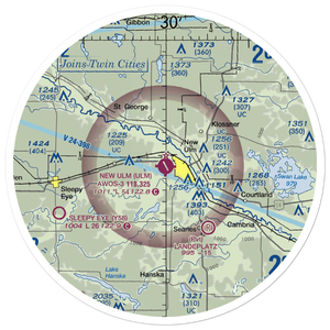New Ulm Municipal Airport (ULM) VFR Sectional Sticker (30 mile)