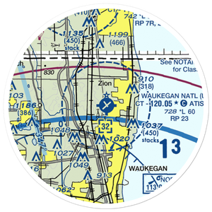 Waukegan National Airport (UGN) VFR Sectional Sticker (20 mile)