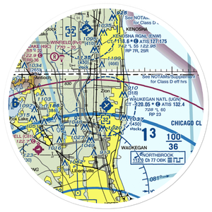 Waukegan National Airport (UGN) VFR Sectional Sticker (30 mile)