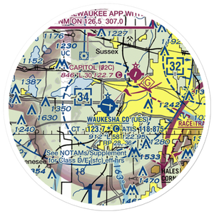 Waukesha County Airport (UES) VFR Sectional Sticker (20 mile)