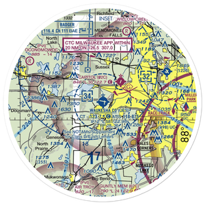 Waukesha County Airport (UES) VFR Sectional Sticker (30 mile)