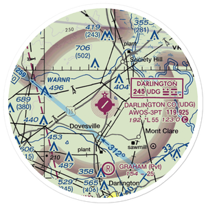 Darlington County Airport (UDG) VFR Sectional Sticker (20 mile)