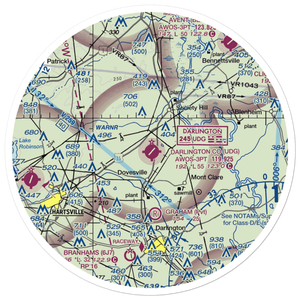 Darlington County Airport (UDG) VFR Sectional Sticker (30 mile)