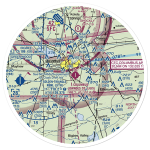 Columbus Lowndes County Airport (UBS) VFR Sectional Sticker (30 mile)