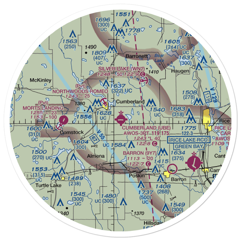 Cumberland Municipal Airport (UBE) VFR Sectional Sticker (30 mile) 