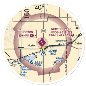 Norton Municipal Airport (NRN) VFR Sectional Sticker (20 mile)