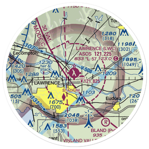 Lawrence Municipal Airport (LWC) VFR Sectional Sticker (20 mile)